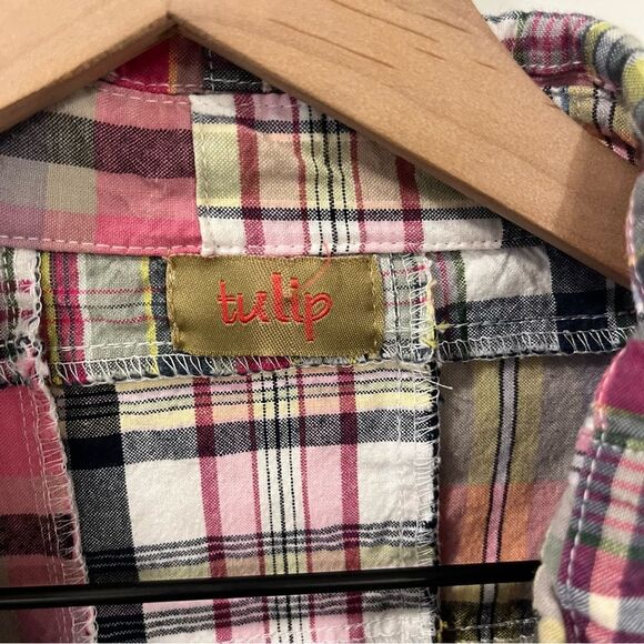 Tulip Patchwork Multicolored Button Front Top Medium - Picture 7 of 11